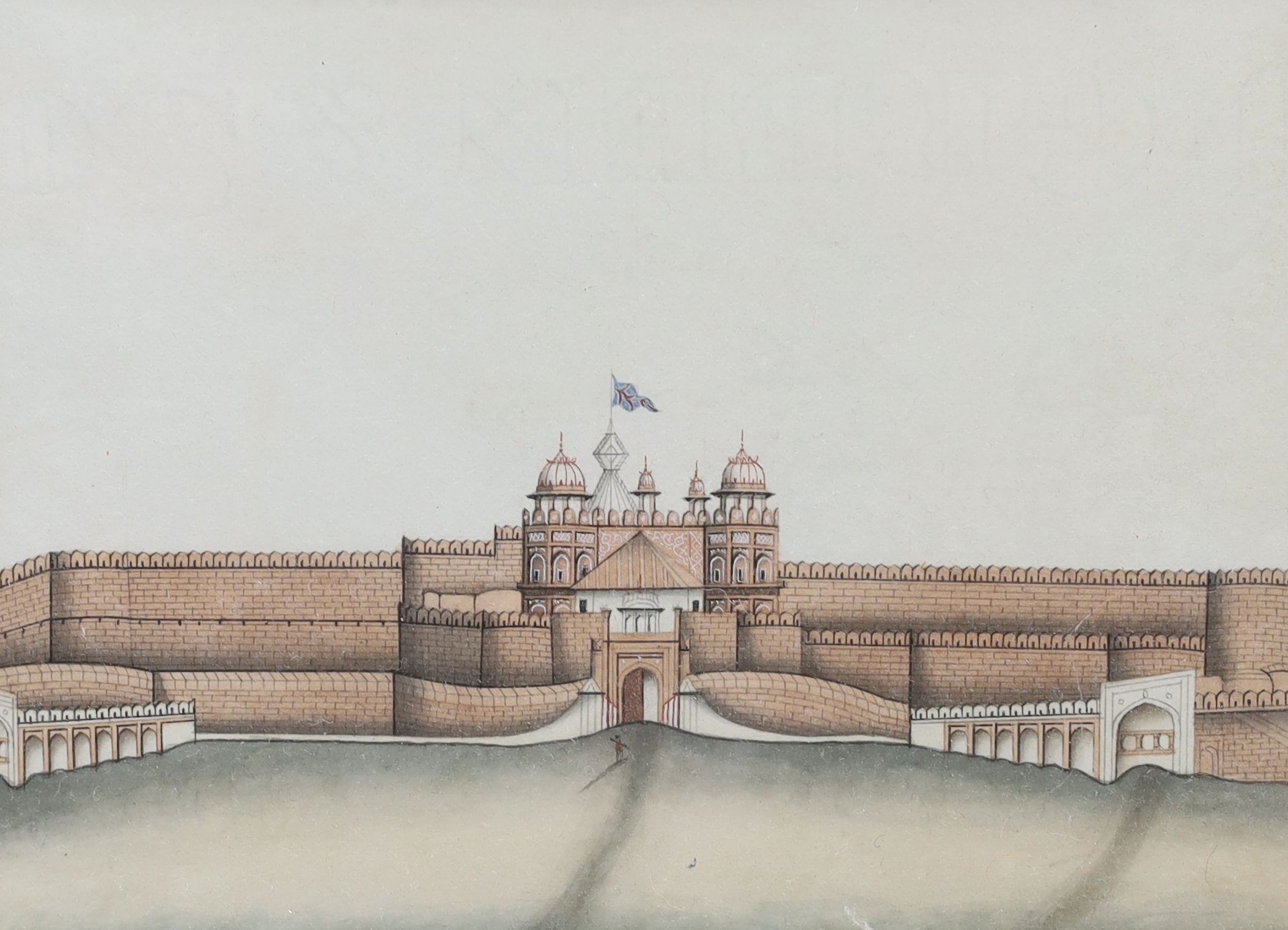 Indian School c.1900, four watercolours, Bride outside a palace and three further studies of palaces and temples, largest 16 x 21cm